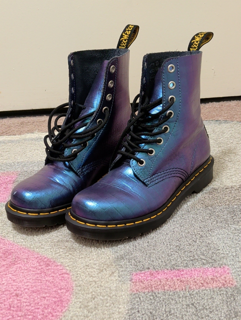 Dr. Martens 1460 Pascal Metallic Crocodile Leather Boots Women's 7